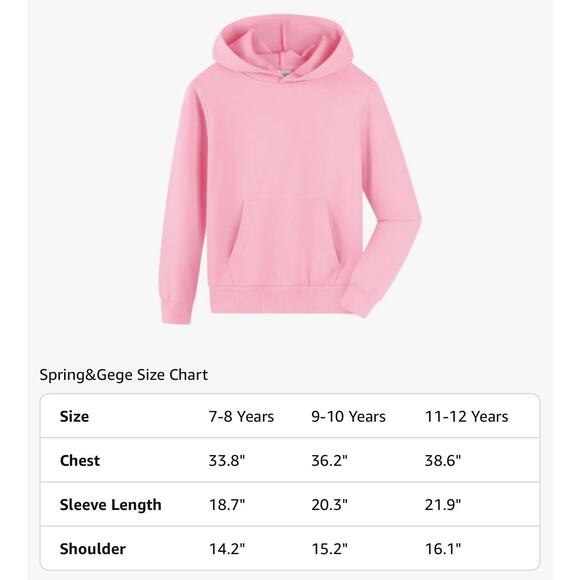 NWT New Spring & Gege Pink Soft Knit Pullover Hoodie Sweatshirt Youth Size Large - Picture 4 of 5